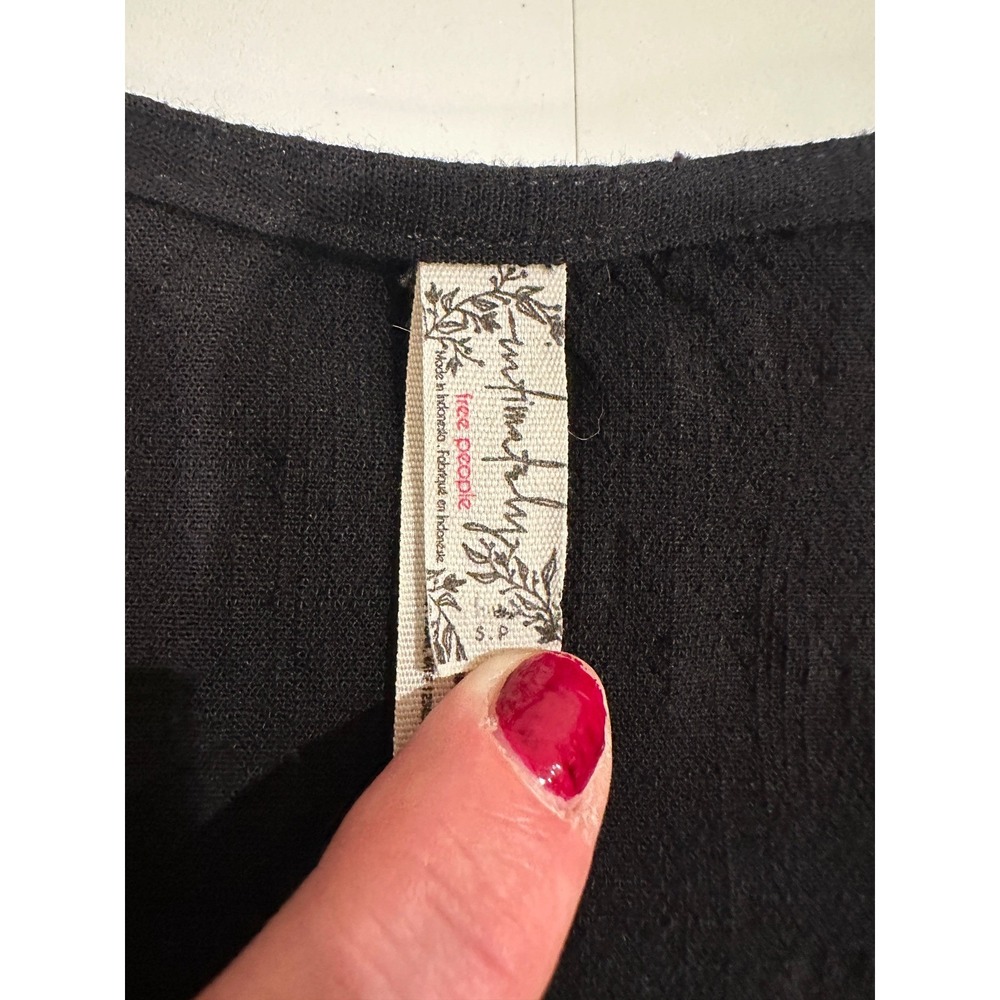 Intimately Free People Black V-Neck Long Sleeve‎ Puff Shoulder Bodysuit Small - Picture 4 of 7